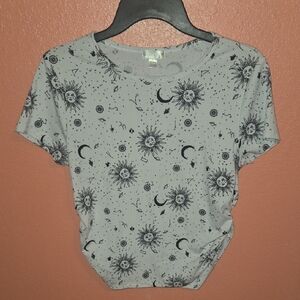 Gray Celestial Print Women's Top